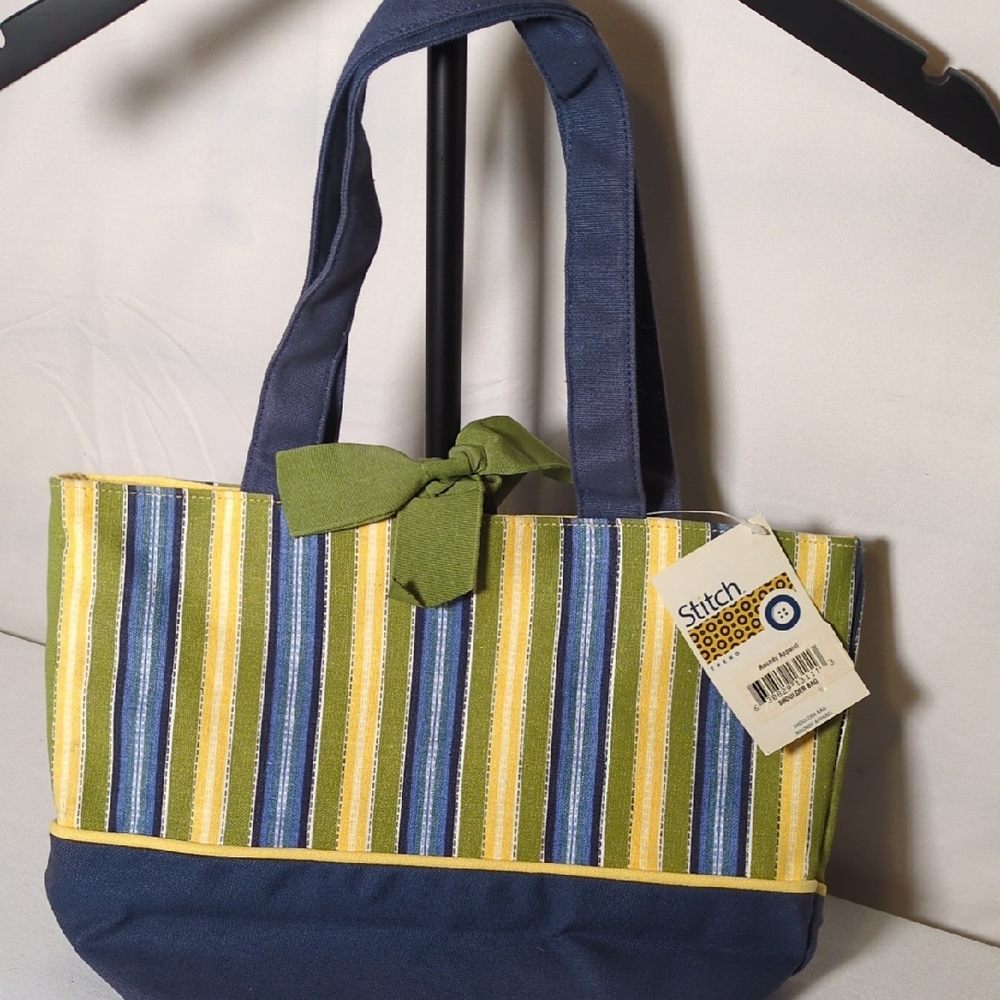 Stitch Blue and Green Striped Tote Bag NWT